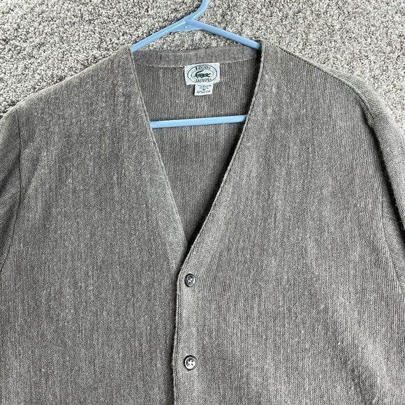 Vintage Izod Lacoste Cardigan Sweater Mens M Gray Button Grandpa Knit USA Made - Picture 3 of 6